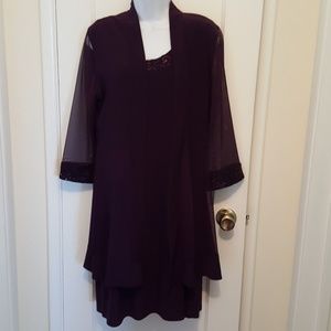 Purple cocktail dress w/ sheer 3/4 sleeve Jacket